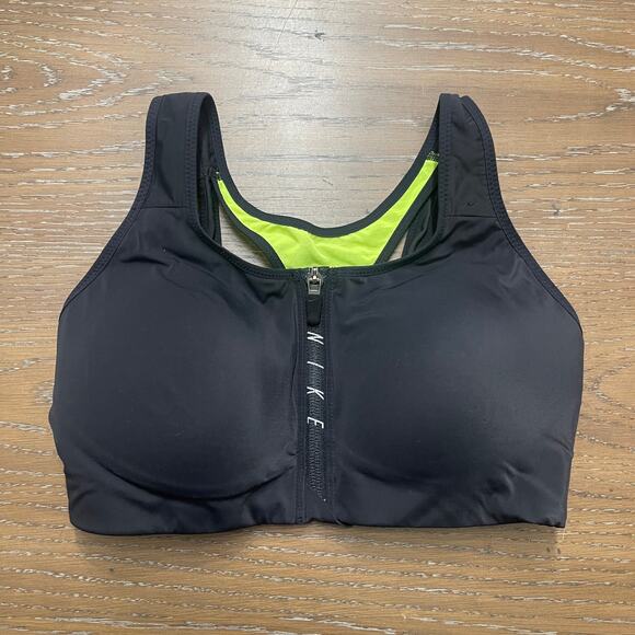 Nike Womens Shape Dri-fit Sports Bra Small Front Zip Athletic Logo Swoosh Gym - Picture 1 of 11